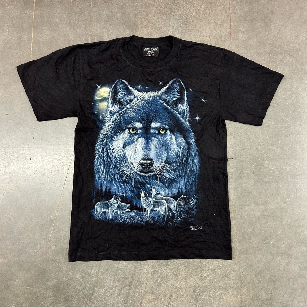 VTG Rock‎ Chang Wolf Graphic T Shirt Black Nature Wildlife Tee Men’s Medium